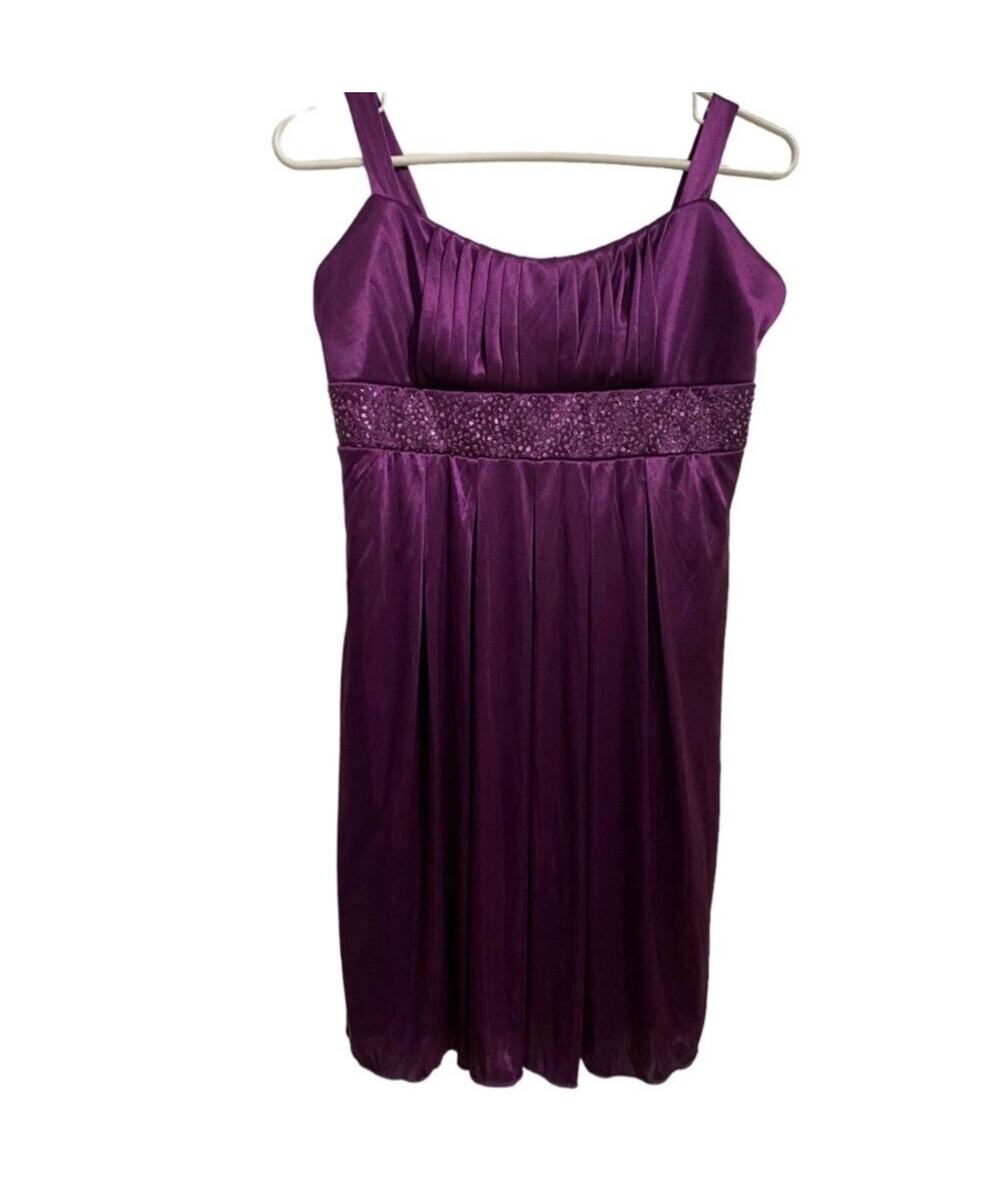 LOVE Tease Baby Doll Slip Dress Size Large Purple Spaghetti Straps Lined Emblesh